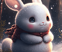 雪地里精灵风格的小兔子