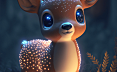 可爱的神奇小鹿，拥有透明发光的身体