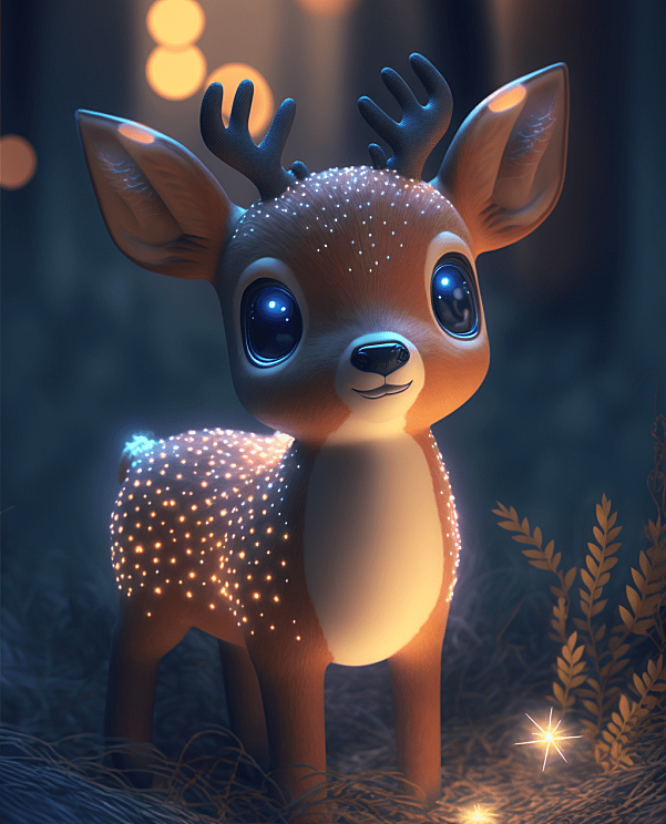 可爱的神奇小鹿，拥有透明发光的身体