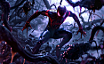 《漫威蜘蛛侠》游戏风格，被黑色的粘液触手包围，每一丝触手都栩栩如生，紧张刺激的战斗。